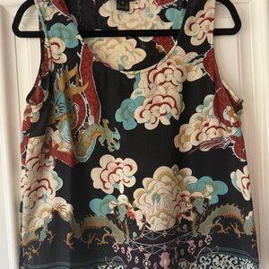 Citron Black Multicolor Dragon Print Tank Top